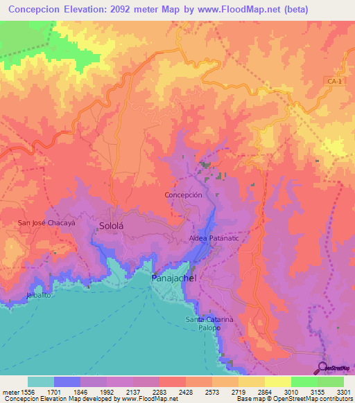 Concepcion,Guatemala Elevation Map