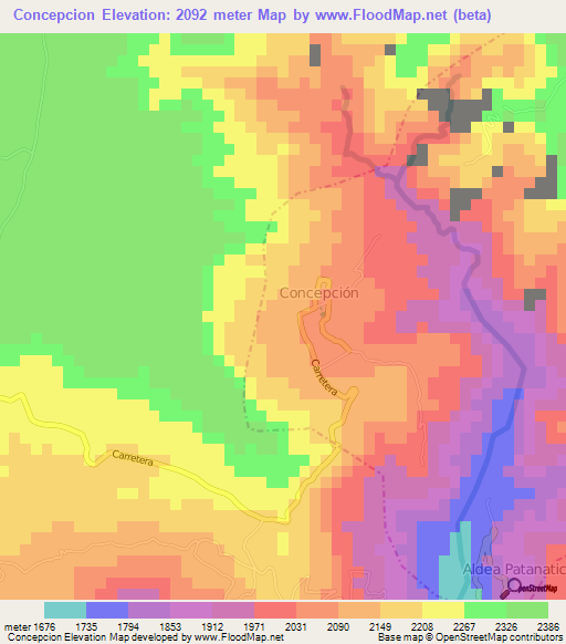 Concepcion,Guatemala Elevation Map