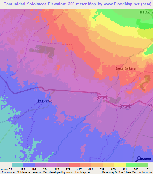 Comunidad Sololateca,Guatemala Elevation Map