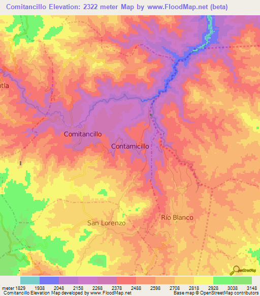 Comitancillo,Guatemala Elevation Map