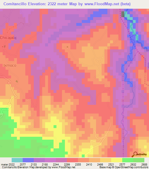 Comitancillo,Guatemala Elevation Map