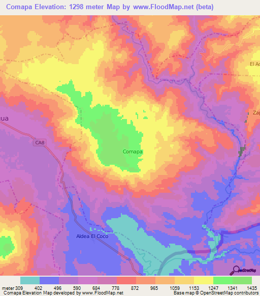 Comapa,Guatemala Elevation Map