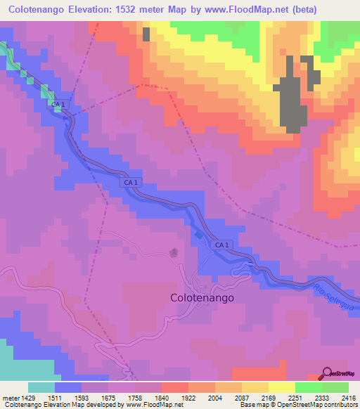 Colotenango,Guatemala Elevation Map