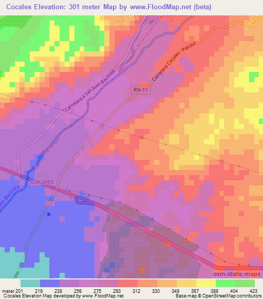 Cocales,Guatemala Elevation Map