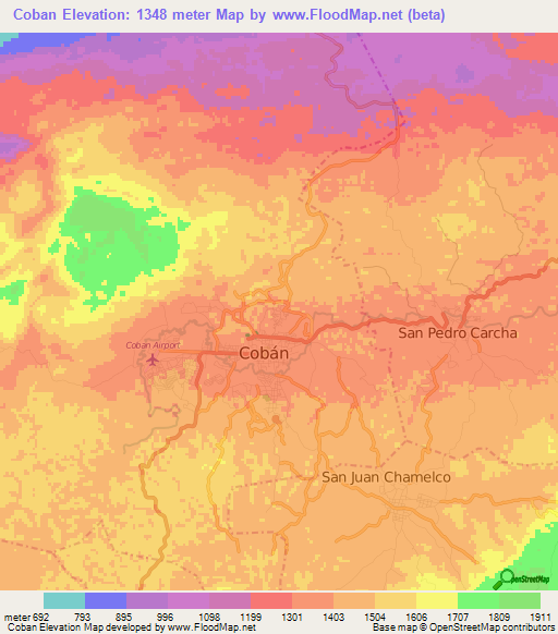 Coban,Guatemala Elevation Map