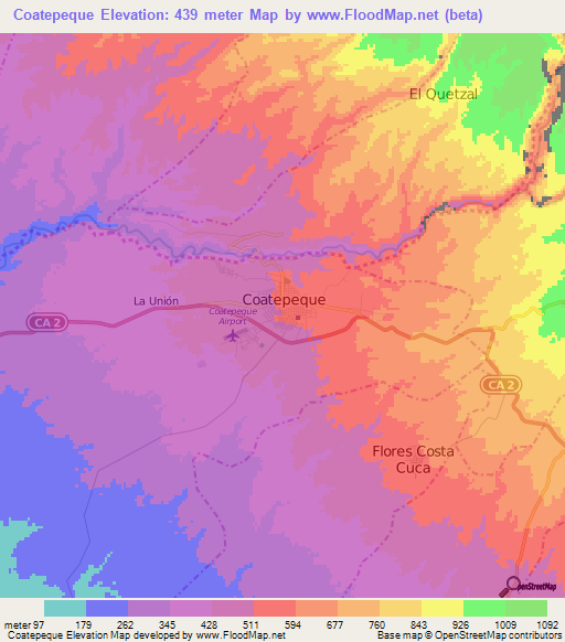 Coatepeque,Guatemala Elevation Map