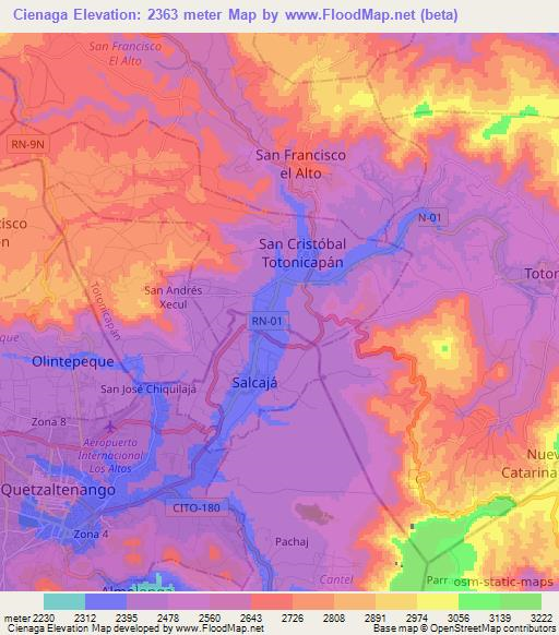 Cienaga,Guatemala Elevation Map