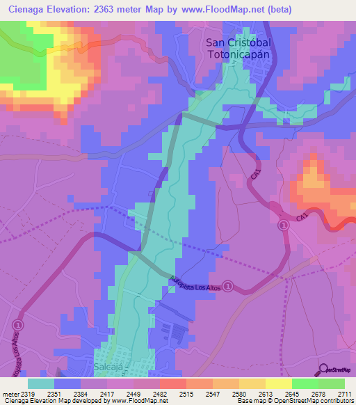 Cienaga,Guatemala Elevation Map