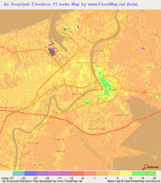 As Sinaniyah,Egypt Elevation Map