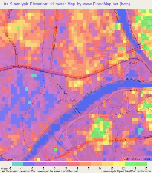 As Sinaniyah,Egypt Elevation Map