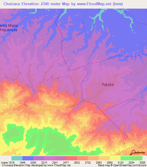 Chuicaca,Guatemala Elevation Map