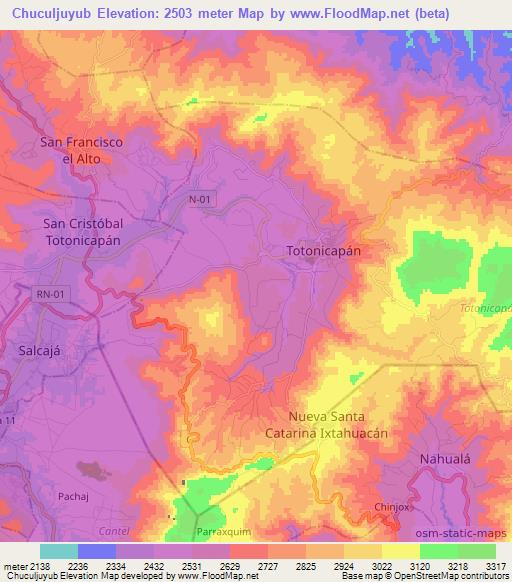 Chuculjuyub,Guatemala Elevation Map