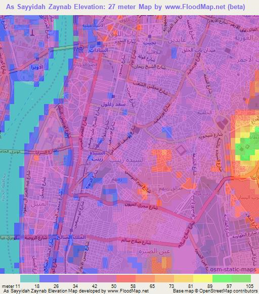As Sayyidah Zaynab,Egypt Elevation Map