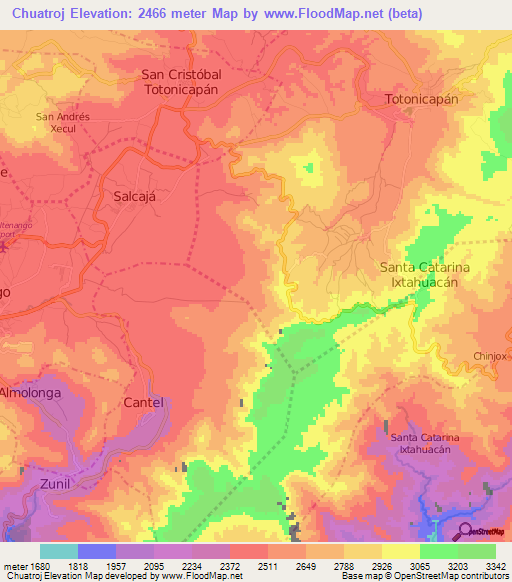 Chuatroj,Guatemala Elevation Map