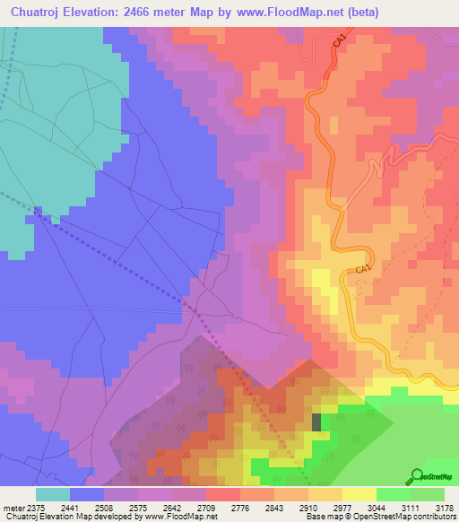 Chuatroj,Guatemala Elevation Map