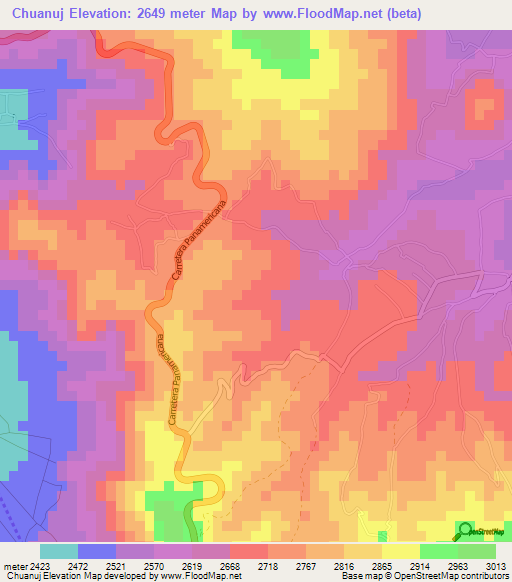 Chuanuj,Guatemala Elevation Map