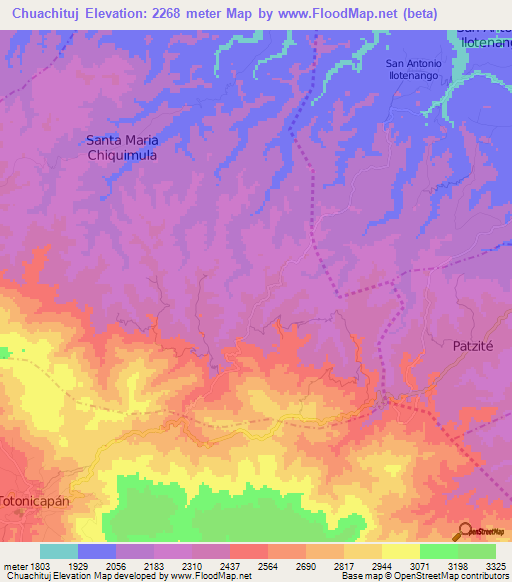 Chuachituj,Guatemala Elevation Map