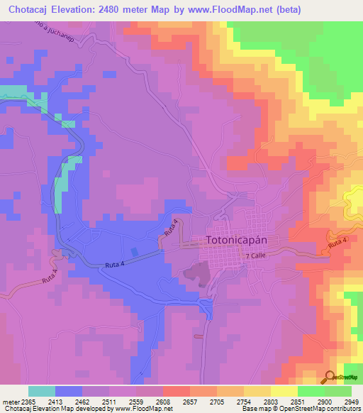 Chotacaj,Guatemala Elevation Map