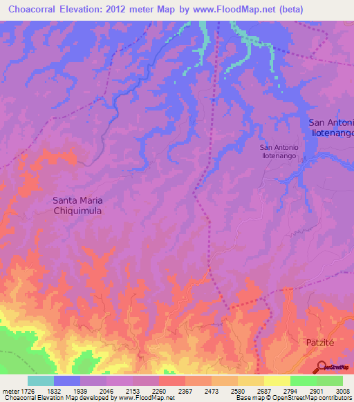 Choacorral,Guatemala Elevation Map