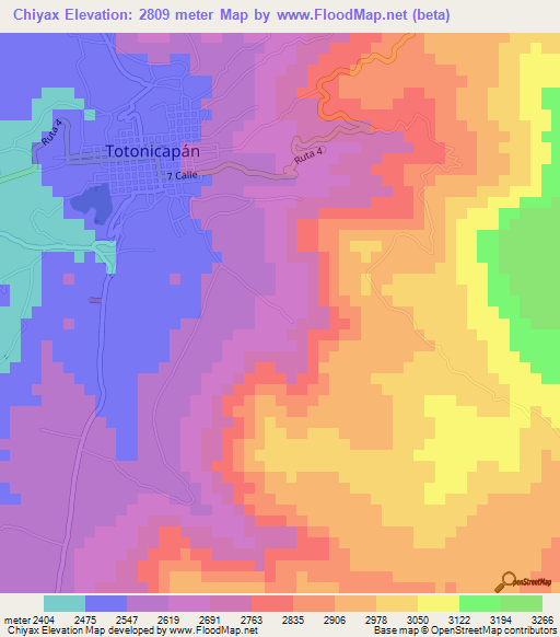 Chiyax,Guatemala Elevation Map