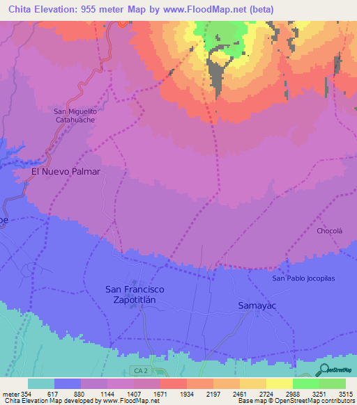 Chita,Guatemala Elevation Map