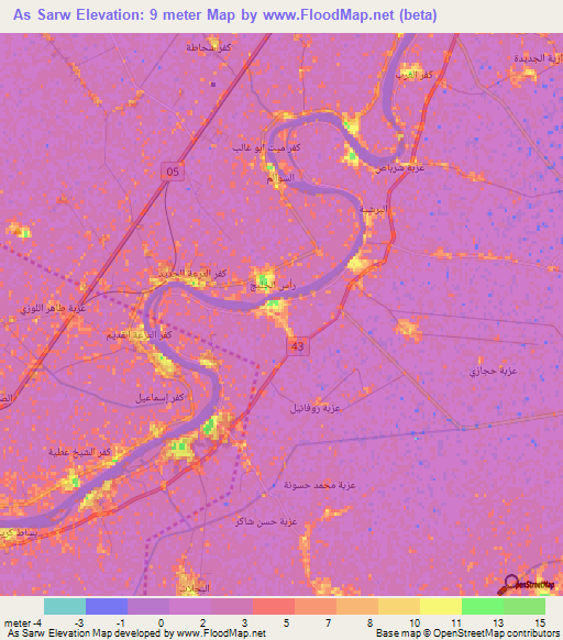 As Sarw,Egypt Elevation Map