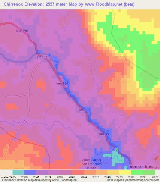 Chirrenox,Guatemala Elevation Map