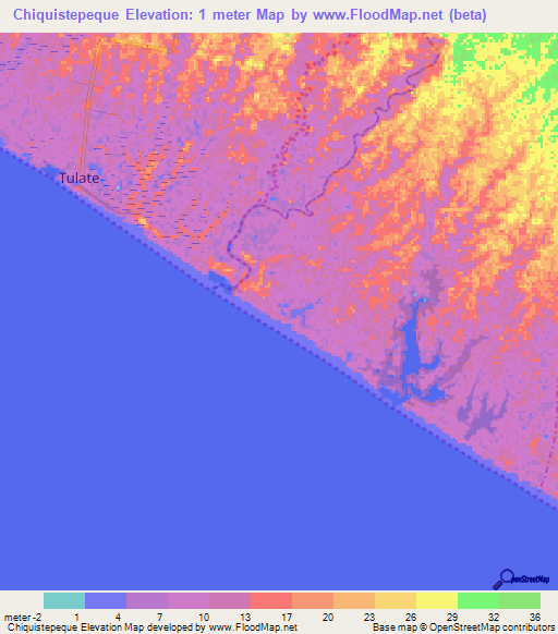 Chiquistepeque,Guatemala Elevation Map