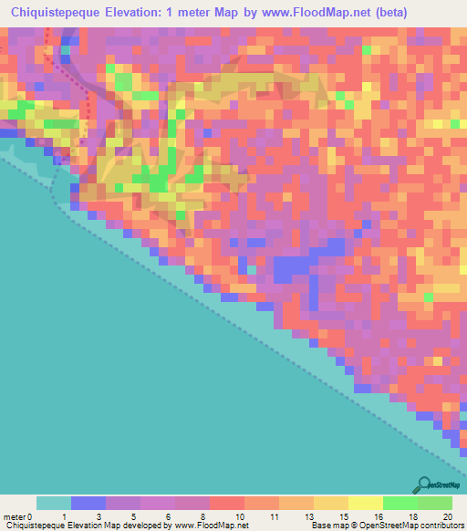 Chiquistepeque,Guatemala Elevation Map