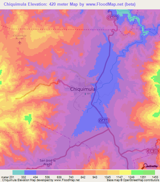 Chiquimula,Guatemala Elevation Map