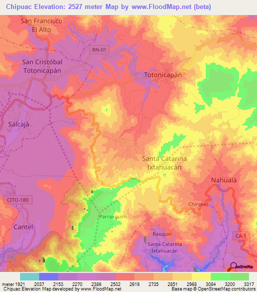 Chipuac,Guatemala Elevation Map