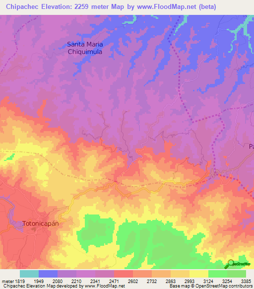 Chipachec,Guatemala Elevation Map