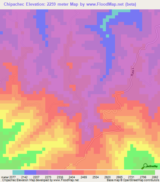 Chipachec,Guatemala Elevation Map