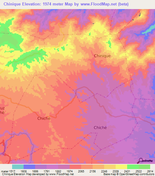 Chinique,Guatemala Elevation Map