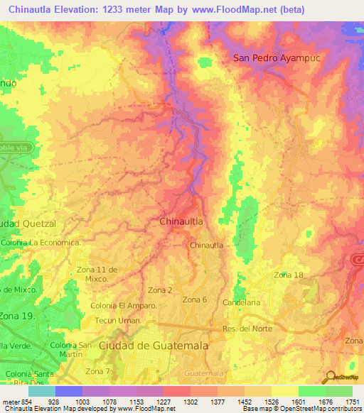 Chinautla,Guatemala Elevation Map