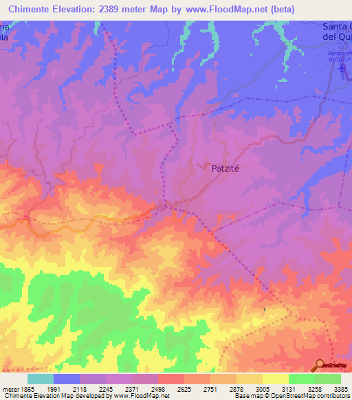 Chimente,Guatemala Elevation Map