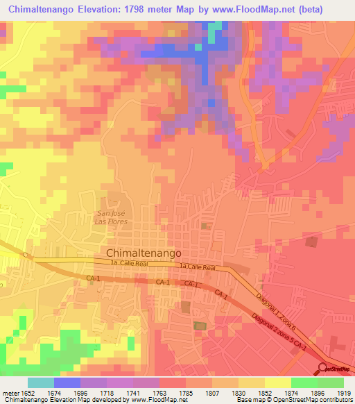 Chimaltenango,Guatemala Elevation Map