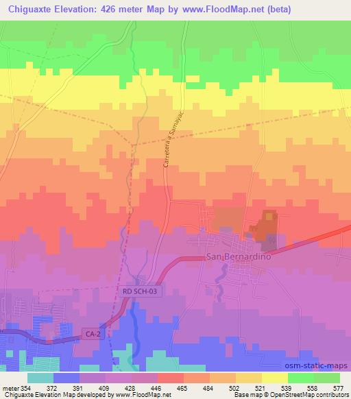 Chiguaxte,Guatemala Elevation Map