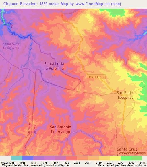 Chiguan,Guatemala Elevation Map