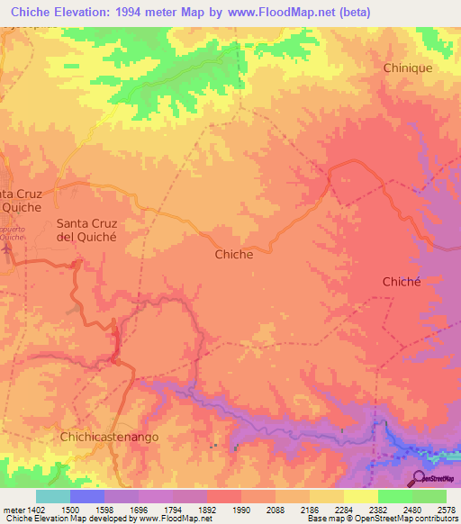 Chiche,Guatemala Elevation Map