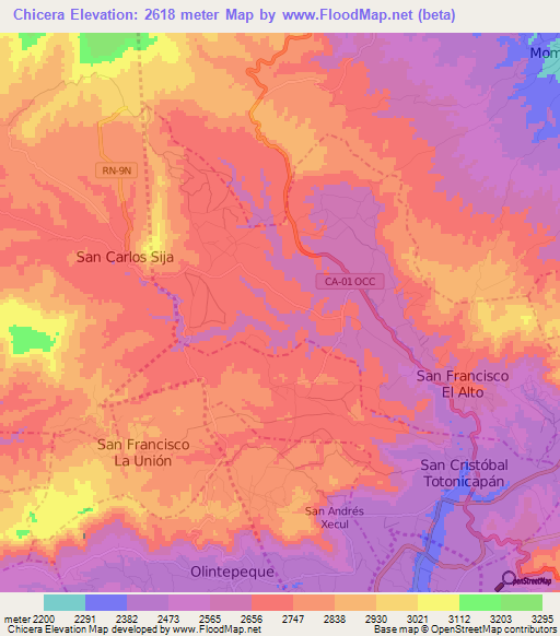 Chicera,Guatemala Elevation Map