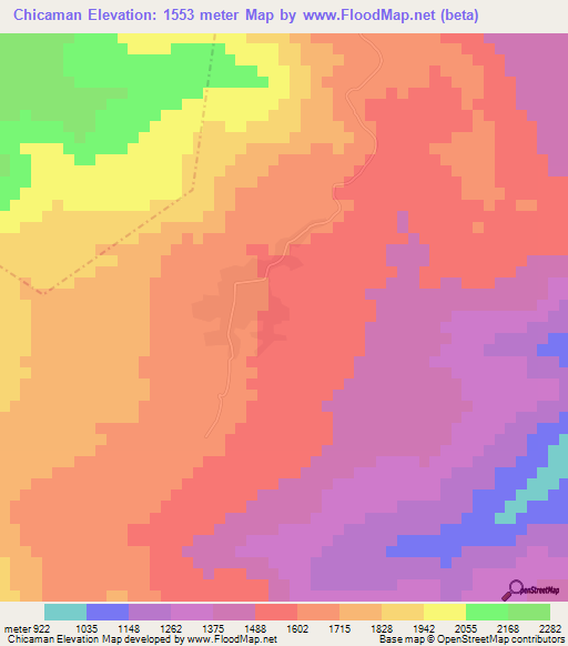 Chicaman,Guatemala Elevation Map