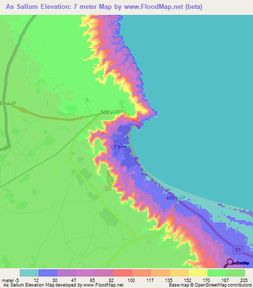 As Sallum,Egypt Elevation Map