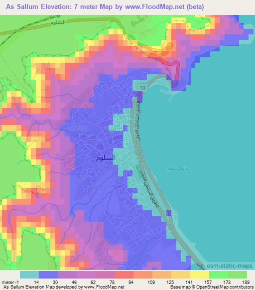 As Sallum,Egypt Elevation Map