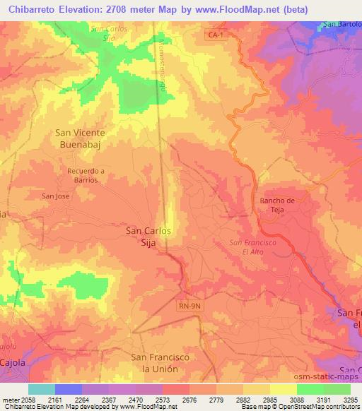 Chibarreto,Guatemala Elevation Map