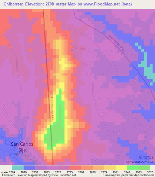 Chibarreto,Guatemala Elevation Map