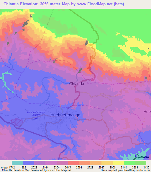 Chiantla,Guatemala Elevation Map