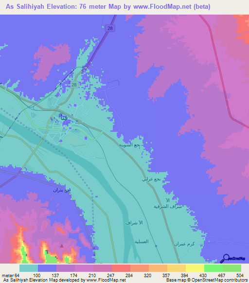 As Salihiyah,Egypt Elevation Map