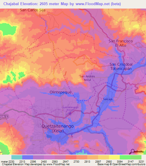 Chajabal,Guatemala Elevation Map