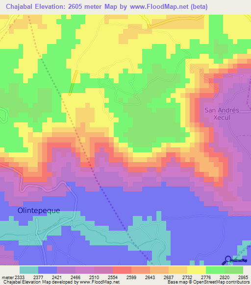 Chajabal,Guatemala Elevation Map